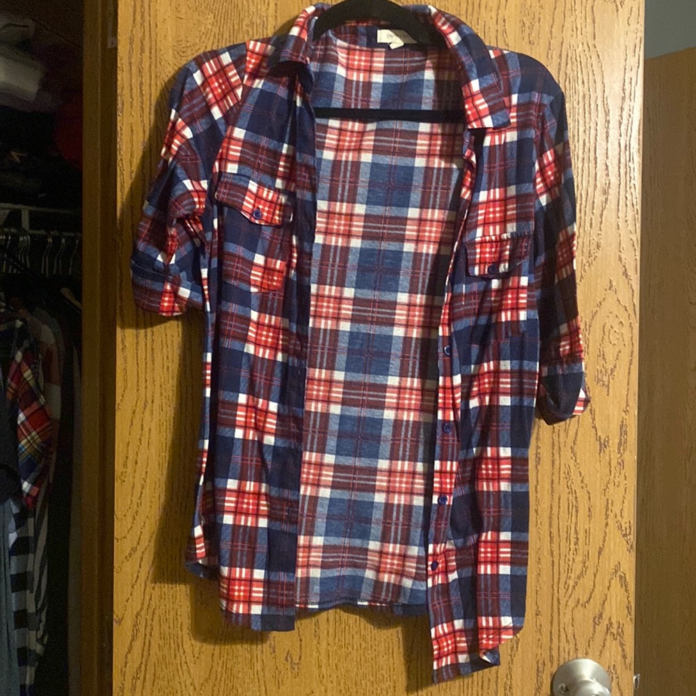 Blue and red flannel
